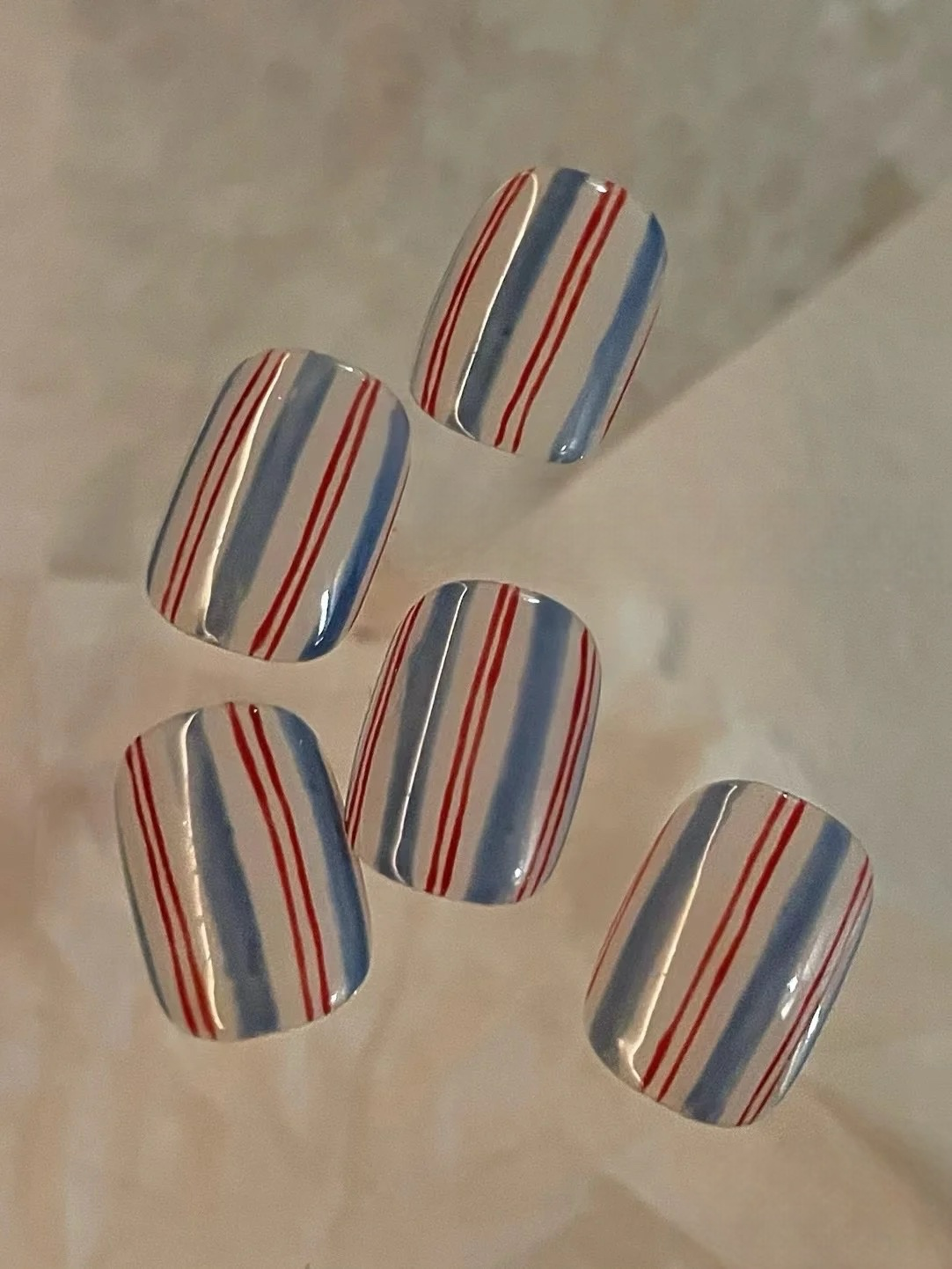 101-Freedom Stripes Reusable Press On Nails Medium Acrylic Fall Events