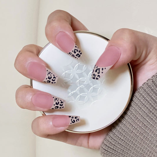 13-Ms Leopard Acrylic Reusable Handmade Press On Nails Long Daily