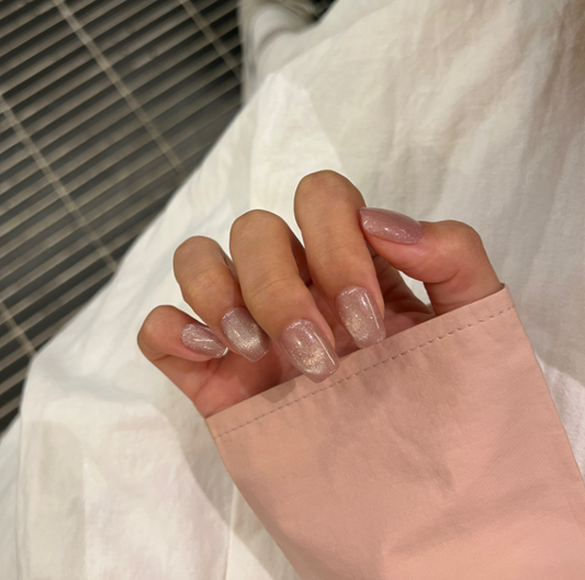 49-Nude Pink Reusable Press On Nails Short Acrylic Daily