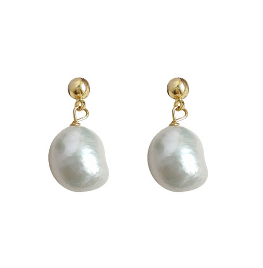 363-Golden Luster Irregular Pearl Earrings