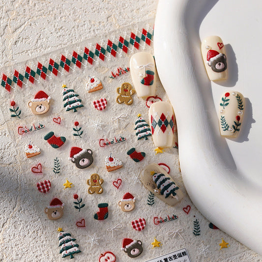 150-Classic Retro Christmas Nail Stickers with Festive Seasonal Charm