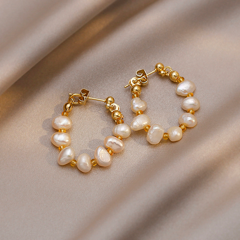 E04-925 Vermeil Baroque Pearl Hoop Earrings – Lulou Life